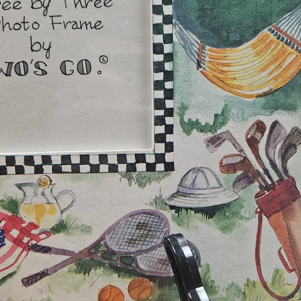 VTG Pair of Photo Frames Three by Five Photo Frames by Two's Co Golfing Design